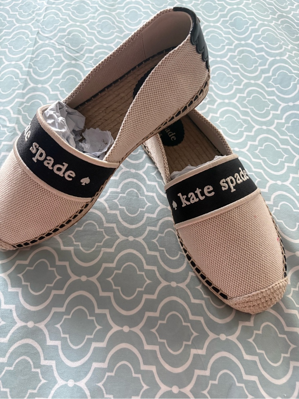 kate spade tan rubber sole with embossed logo